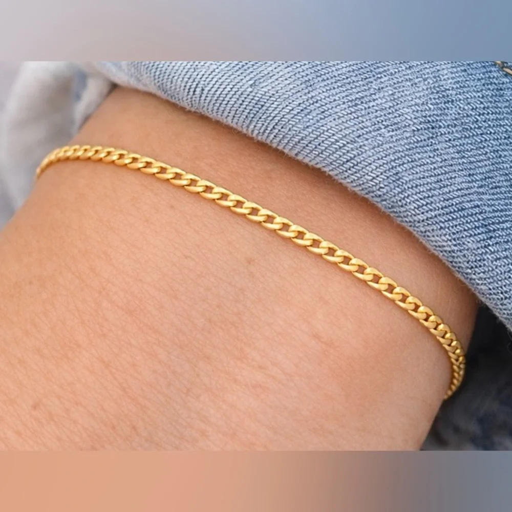 10K Solid Gold Cuban Link Bracelet ✨ 7” Flat Curb Chain ALI Hallmark NEW